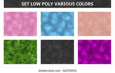 set low poly background assorted colors