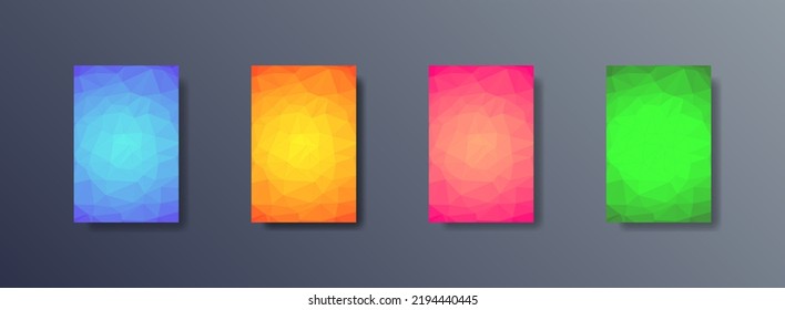 Set of Low Poly backgrounds modern abstract geometric color gradient patterns background templates for brochures posters banners flyers covers cards