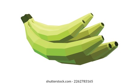 Set of low poly bananas vector illustration, Banana fruit isolated on white background