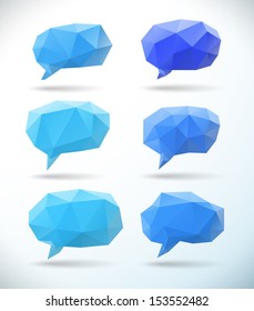 Set of low poly geometric speech bubble