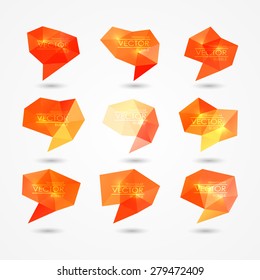 Set of low poly geometric speech bubble