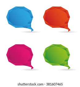 Set Low poly geometric speech bubble
