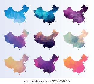 Set low poly maps of China