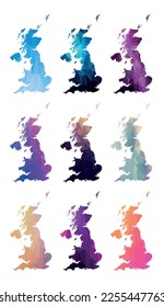 Set low poly maps of Great britain