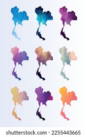 Set low poly maps of Thailand