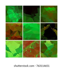 Set of low poly mosaic backgrounds. Template design, list, front page, brochure layout, banner, idea, cover, print, flyer, book, blank, card, sheet. Copy space. Vector clip art.