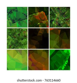 Set of low poly mosaic backgrounds. Template design, list, front page, brochure layout, banner, idea, cover, print, flyer, book, blank, card, sheet. Copy space. Vector clip art.