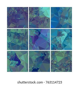 Set of low poly mosaic backgrounds. Template design, list, front page, brochure layout, banner, idea, cover, print, flyer, book, blank, card, sheet. Copy space. Vector clip art.