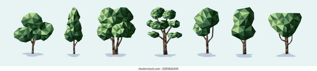 Conjunto de polos bajos. Árboles geométricos 3D. Vector.
