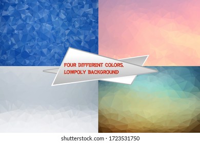 Set of low poly triangular backgrounds collection. Modern colorful low poly vectors can be used for social media, web, advertising, printing, brochure design.