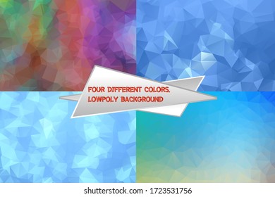 Set of low poly triangular backgrounds collection. Modern colorful low poly vectors can be used for social media, web, advertising, printing, brochure design.