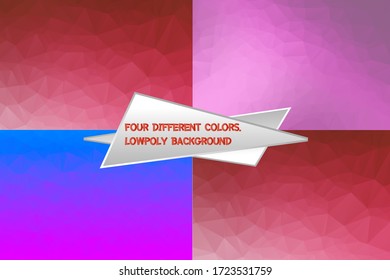 Set of low poly triangular backgrounds collection. Modern colorful low poly vectors can be used for social media, web, advertising, printing, brochure design.