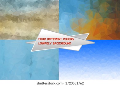 Set of low poly triangular backgrounds collection. Modern colorful low poly vectors can be used for social media, web, advertising, printing, brochure design.