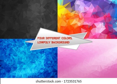 Set of low poly triangular backgrounds collection. Modern colorful low poly vectors can be used for social media, web, advertising, printing, brochure design.