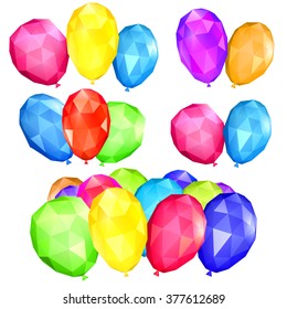 Set of low polygonal balloons made of triangular faces