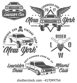 Set of low rider cars,low rider,low rider machine,low rider for emblems and design.