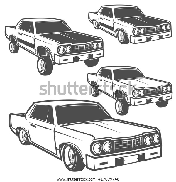 Set of low rider cars,low rider,low rider
machine,low rider for emblems and
design.