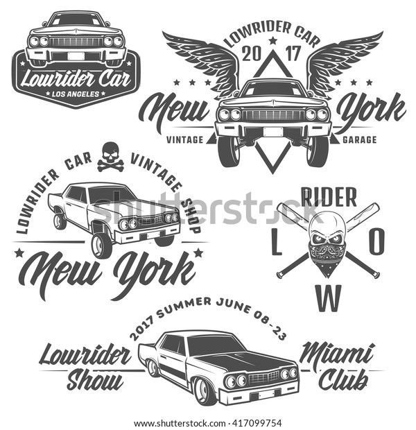 Set of low rider cars,low rider,low rider\
machine,low rider for emblems and\
design.