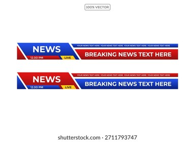 Conjunto de Plantillas Video de tercer nivel inferior para noticias de última hora, noticias deportivas en la televisión, y los medios en línea, Plantilla de Vector