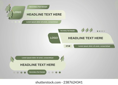 Set of lower third Christmas Day element edition. Christmas tree element lower third design. Vector lower third Christmas Day with Christmas tree element