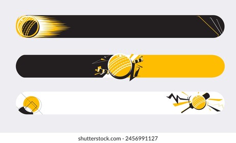 Set of lower third or sport banner design with cricket template isolated on white background.