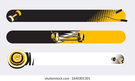 Set of lower third or sport banner design with weight lifting  template isolated on white background.
