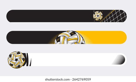 Conjunto de terceiro inferior ou design de banner esporte com sepak takraw modelo de bola isolada no fundo branco.
