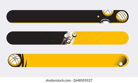Conjunto de terceiro inferior ou design de banner esportivo com modelo de petanque isolado no fundo branco.

