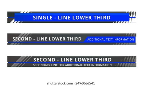 Set of lower third or television news bar design with geometric template isolated on white background.