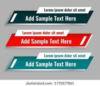 set of lower third template in three colors