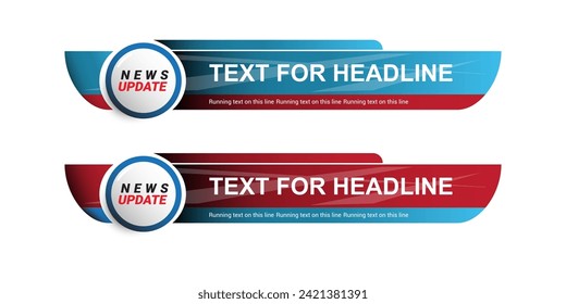 Set of Lower third template for TV banners, bars for live news and sport channels, streaming and broadcasting. Collection of lower third for video editing isolated on white background. Vector	