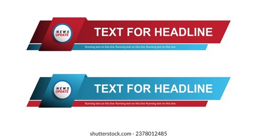 Set of Lower third vector design with blue red color overlay strip text video. breaking News, sport, live Lower Thirds Pack. 
