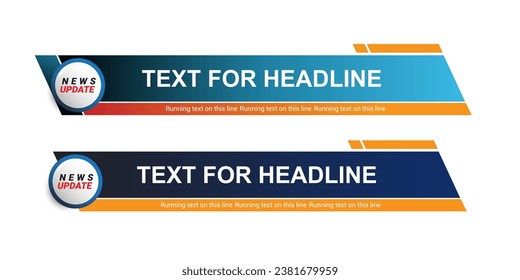 Set of Lower third vector design with blue red color overlay strip text video. breaking News, sport, live Lower Thirds Pack. 
