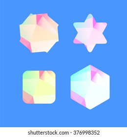 Set of lowpoly badges for attention