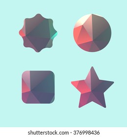 Set of lowpoly badges for attention