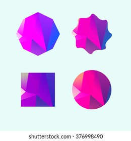 Set of lowpoly badges for attention