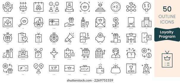 Set of loyalty program icons. Thin linear style icons Pack. Vector Illustration