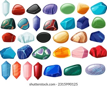 Set of luck gemstones illustration