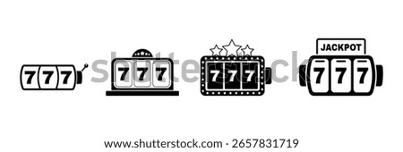 Set of Lucky 7  slot icon collection. Casino slot symbol.