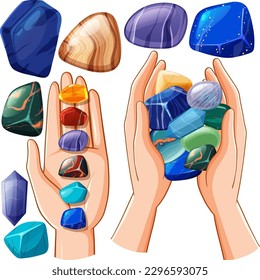 Set of lucky gem stone illustration
