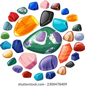 Set of lucky gem stone illustration