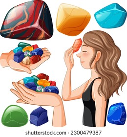 Set of lucky gem stone illustration
