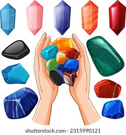 Set of lucky gem stone illustration