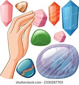 Set of lucky gem stone illustration