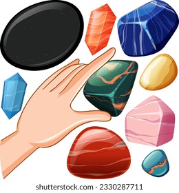 Set of lucky gem stone illustration
