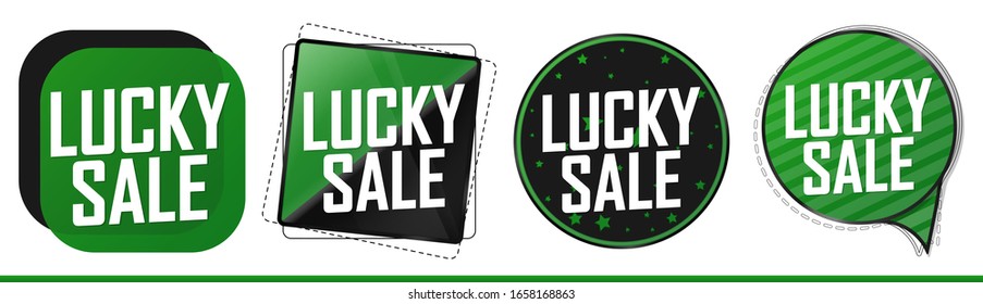 Set Lucky Sale banners, discount tags design template, vector illustration