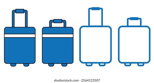 Set of luggage icons, suitcase icons set. vector illustration eps 10.
