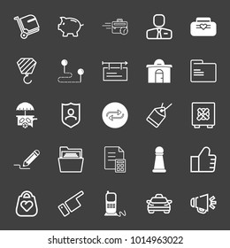 set of luggage, piggy bank, deadline, worker, suitcase, crane, route, road sign, building, folder, ice cream, security, price tag, safe, pencil, bill, chess, like, love bag, point finger vector icon