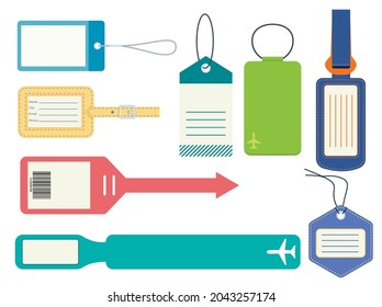 Set of luggage tags. Flat vector illustration