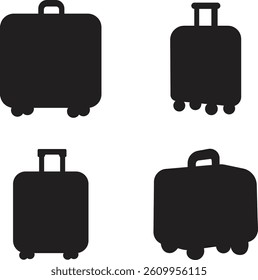 set of luggage and Travel Bag suitcase icons silhouette vector illustration 